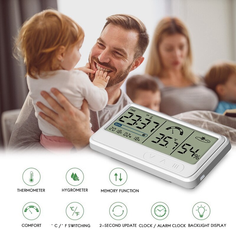 Thermometer Hygrometer Indoor House Electronic Thermometer Dry Wet Baby Room Digital Display Wall-Mounted