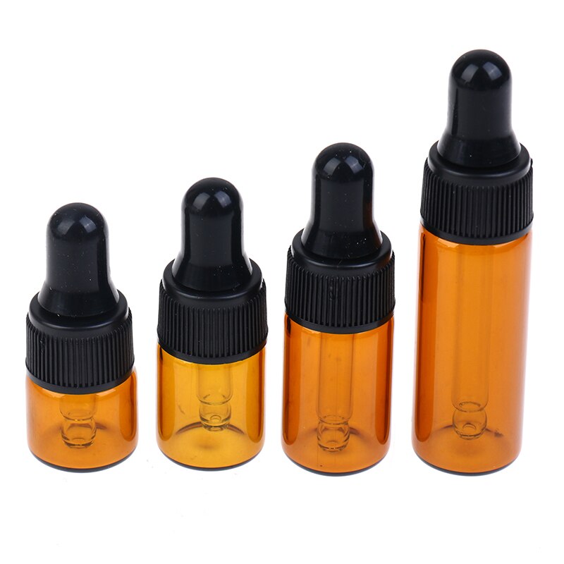 10pcs Vegetable Oil Essence Store Essential Oils Storing Perfume Essential Oil Dropper Glass Bottles 1ml 2ml 3ml 5ml