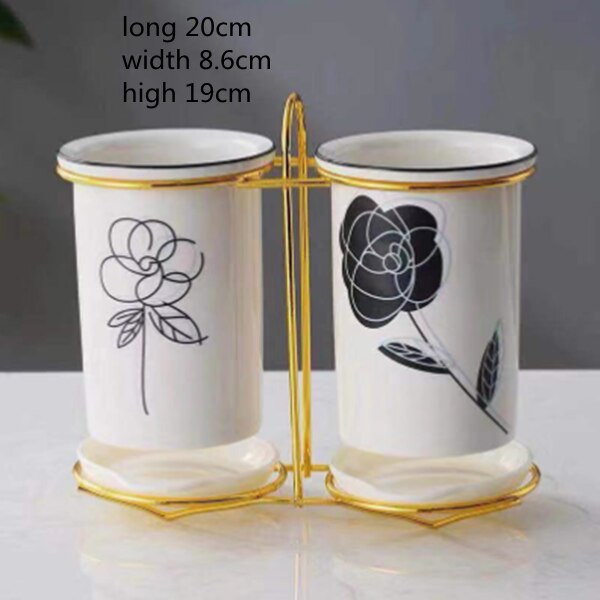 Kitchen Chopstick Basket Ceramic Chopstick Holder Drain Kitchen Household Knife and Fork Storage Box Bucket Flat Chopstick Cage: F-1SET