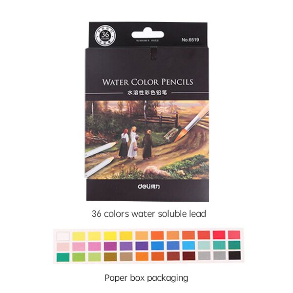 DELI Potlood Set Water Kleur Wax Potloden Pennen Pastel Voor Tekening Schilderen Kleurpotloden Briefpapier Kantoor School Art Supplies Lapices: 36 Colors