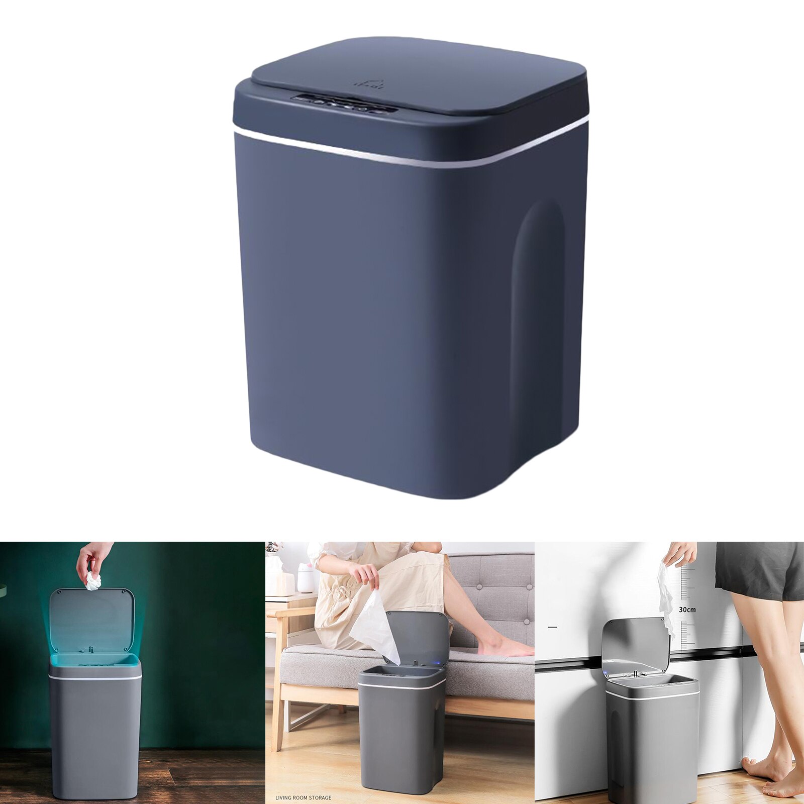12L/14L/16L Intelligent Trash Can Smart Motion Sensor Automatic Waste Bins: Gray 14L
