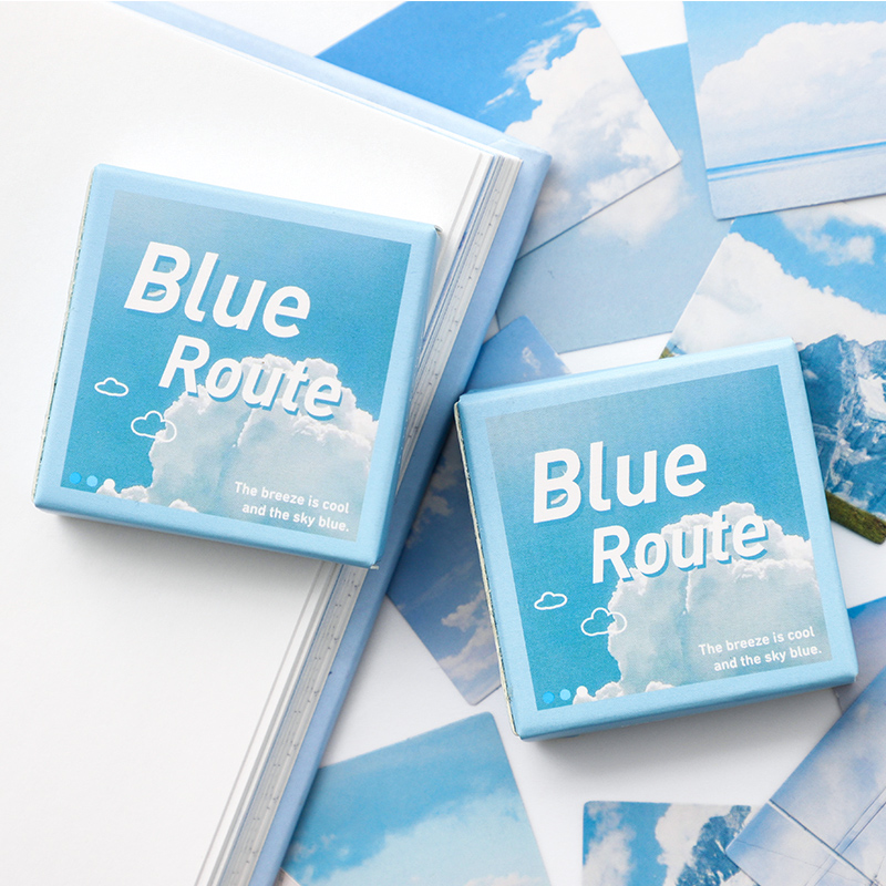 46Pcs/Box Scenery Blue Cloud Sticky Pattern Scrapbooking Diary Journal Decorative Stickers Sticky Note Aesthetic Laptop Stickers