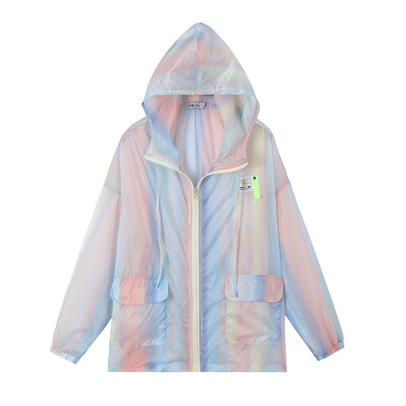 2023 Lente Zomer Capuchon Rits Lange Mouw Dunne Stijl Zonnebrandcrème Kleding Vrouwen Zakken Mode Losse Koreaanse Stijl Jas