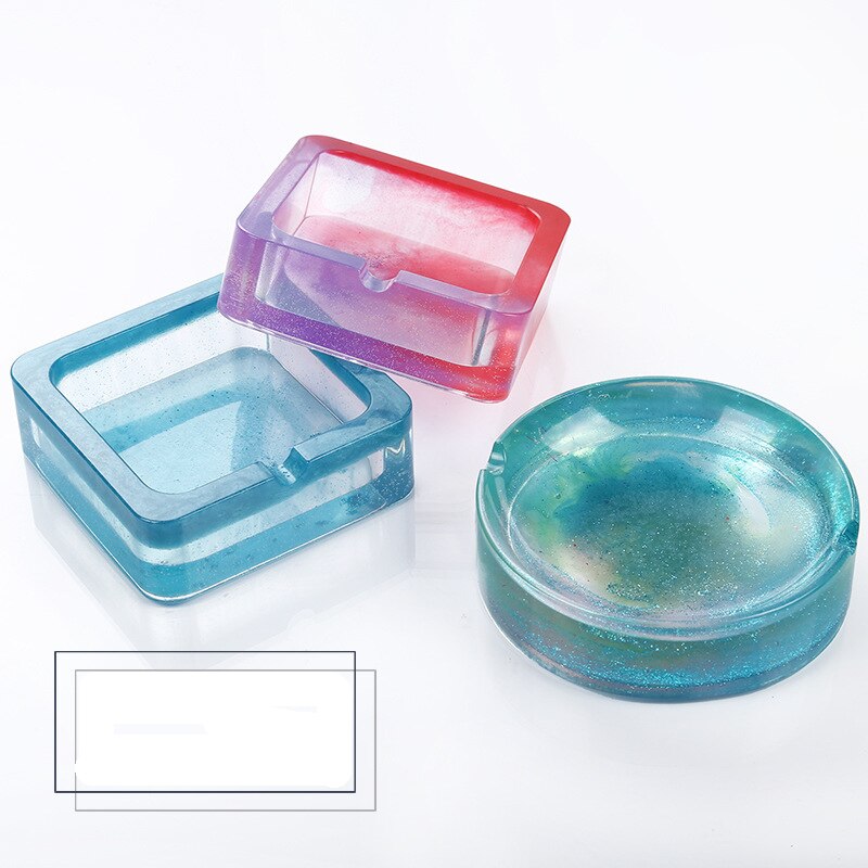 Transparent Silicone Round square ashtray mould DIY Epoxy Jewelry Mold resin molds for jewelry making