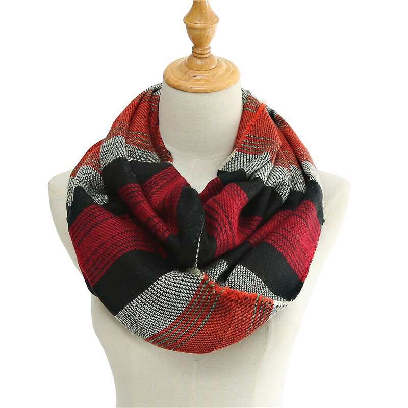 Écharpe d'hiver chaude en tricot pour homme et femme, écharpe snood rayée en cachemire, décontractée, col infini