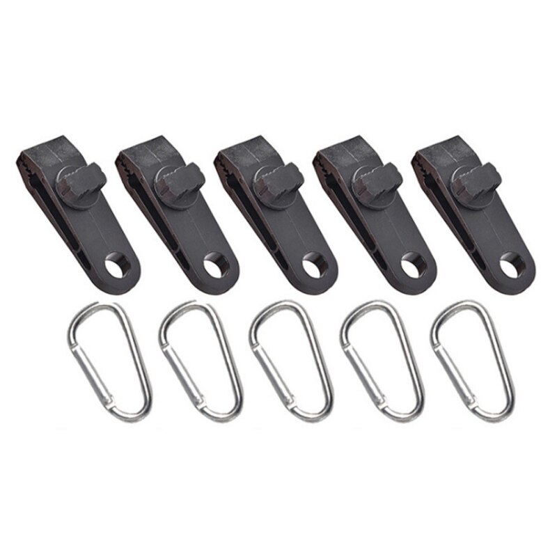 1/5/10Pcs Tent Awning Canopy Clamp Tarp Clip Snap Canvas Anchor Gripper Jaw Grip Trap Tighten Outdoor Camp Hike Tools M: 5pcs