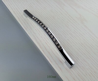 Moderne krom krystall glass diamant møbler håndtak skuff knott garderobeskap skap skap skyvedør kommode håndtak: 160mm