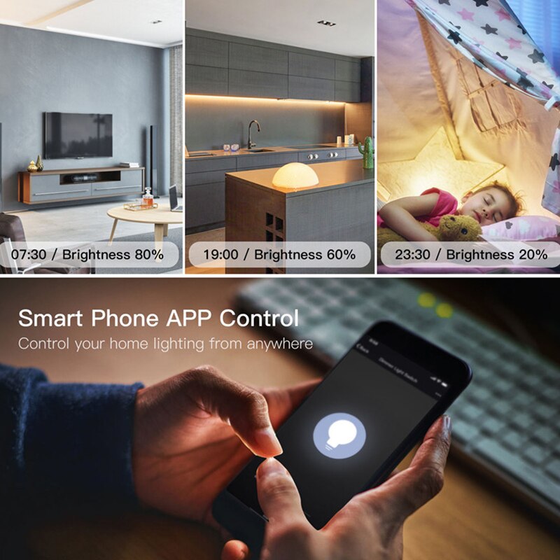 2 Way Wifi Dimmer Switch LED Smart Breaker Module Remote Control Compatible with Alexa Echo Google Home