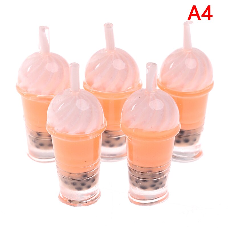 5pcs 1/12 Miniature Dollhouse Tè della Bolla Modello Ice-cream Bevande Al Latte Perla Tè Cibo Bambola Giocattolo Accessori: 4