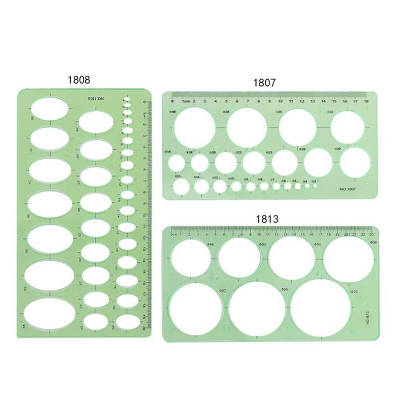 3 PCS Circle Template Plastic Circle and Oval Templates Measuring Templates Rulers Digital Drawing for Office and School
