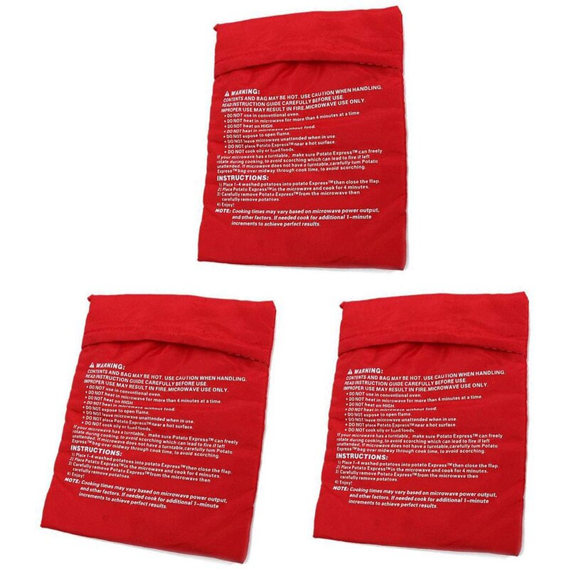 Potato Microwave Pouch Microwave Potato Cooker Bag Reusable Washable Fabric Potato Cooker Pouch Perfect Potatoes: 3Pcs