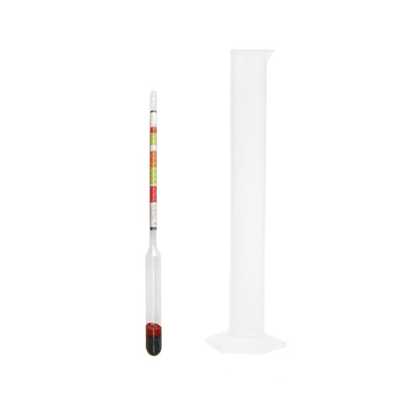Bier Alcohol Meter 0.990-1.160 Draagbare 3 In 1 Alcoholmeter Hydrometer Glas: Default Title