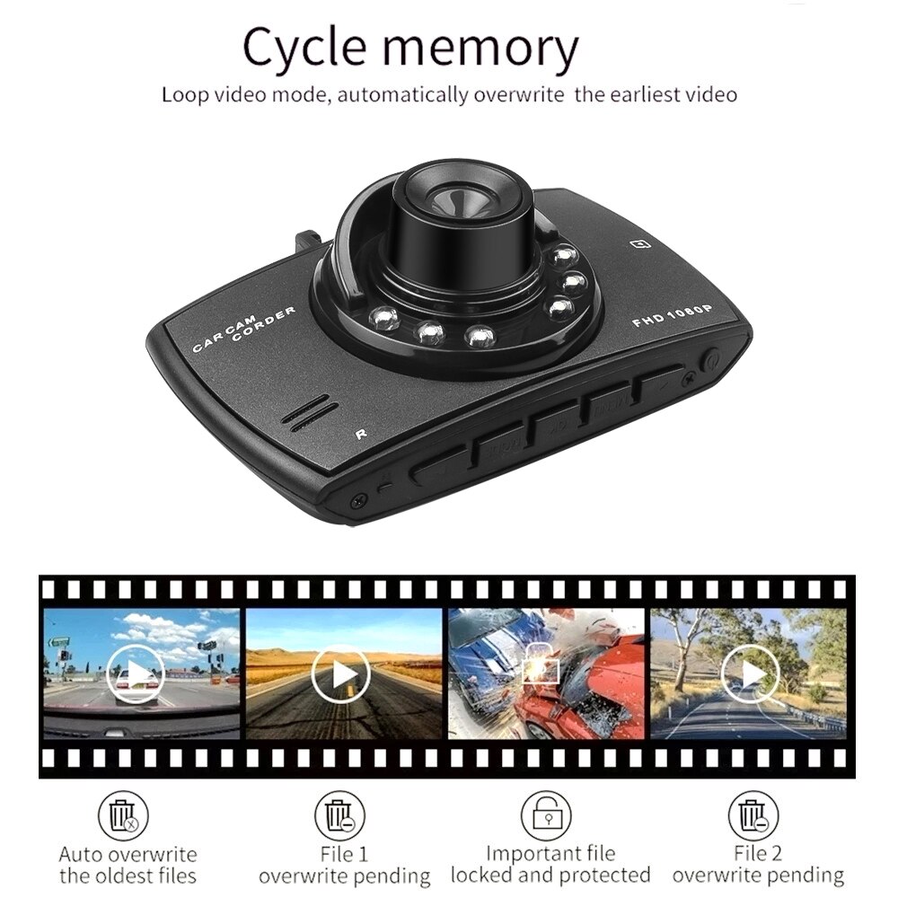 Fhd 1080p bil dvr kamera dash cam 120 graders dashcam video registrarer til biler nattesyn g-sensor trafikkamera