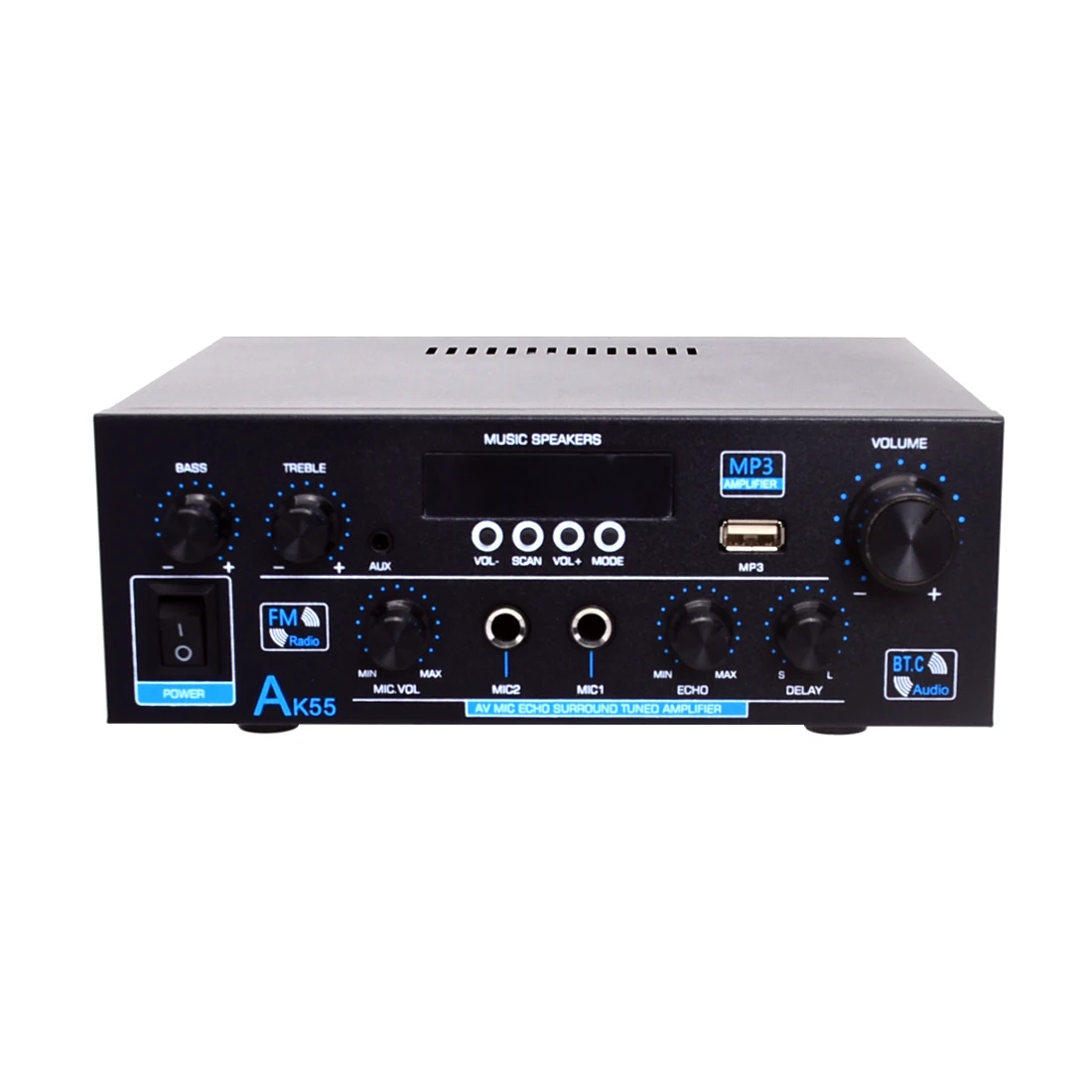AK55 amplificateur Audio Bluetooth 5.0 HiFi stéréo Max 450W 2.0 canaux puissance Audio Mini amplificateur récepteur 220V 110V /12V