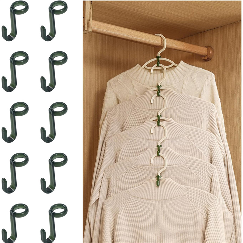 Mini cintres pour connecteurs de placard, crochets en cascade en plastique, organisateur de manteaux de placard, gain d'espace, 50/100/200 pièces: XL / vert clair