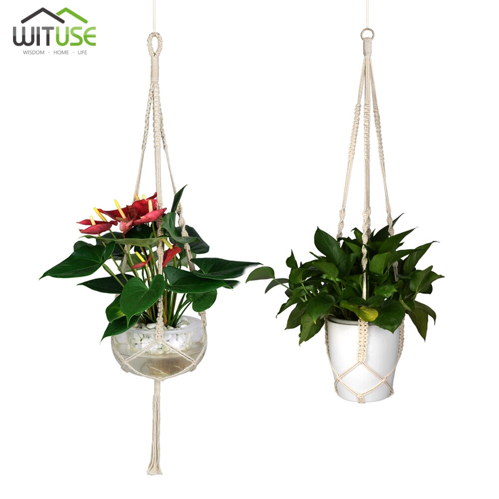 2Pcs Handmade Rope Macrame Plant Hanger Plant Holder Flower /pot Hanging Rope Braided Craft For Wall Decoration Countyard Garden: Combination 4