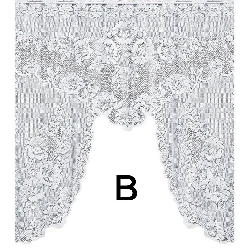 Witte kanten transparante gordijnen voor keuken, volant, raam, tule gordijnen, koffieschermen, gordijn voor slaapkamer, vouwgordijnen, europese: B