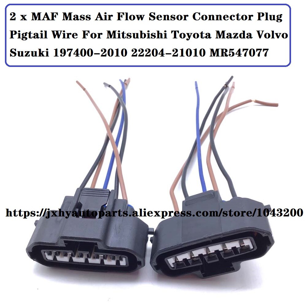 Maf Mass Air Flow Sensor Connector Plug Pigtail Wire For Mitsubishi Toyota Mazda Volvo Suzuki 197400 22204-21010 MR547077: 2 Pcs