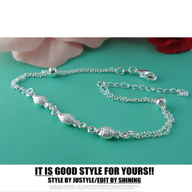 Trendy 925 Sterling Zilveren Vis Enkelbandje, Shimmery Mermaid Weegschalen Fish Foot Ornamenten Voor Vrouwen Meisjes Partij Sieraden