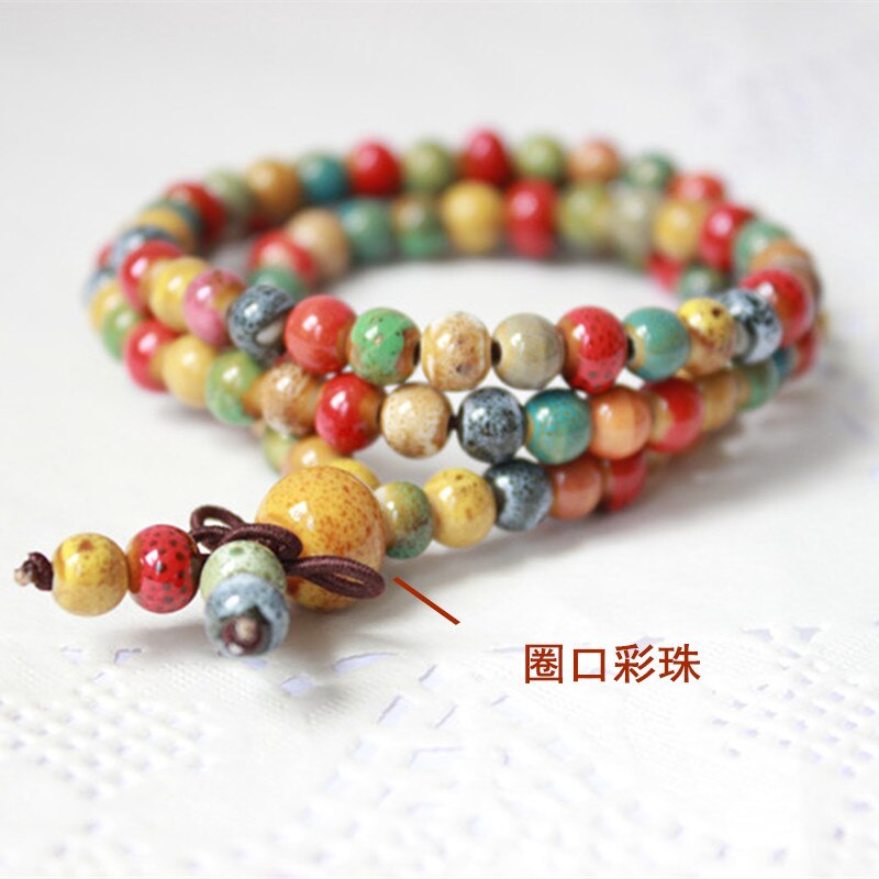 6mm Perlen Strang Armbänder für Frauen Keramik Armbinde Kunst Gebet Perlen Böhmischen Chakra Armbinde Zubehör