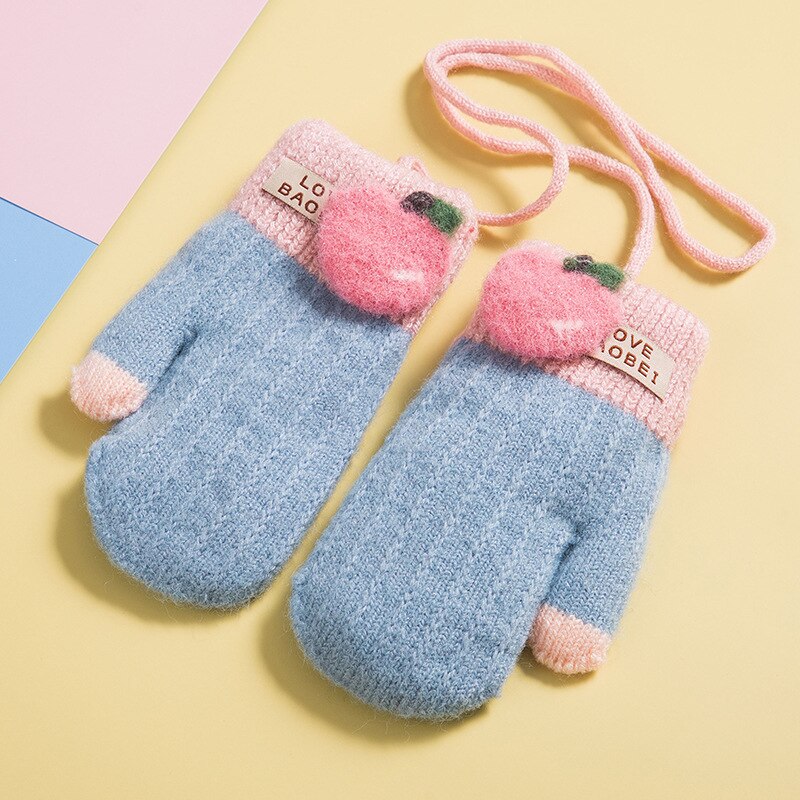 Handschuh samt warme stricken baby handschuhe mädchen jungen winter kinder kleinkind cartoon handschuhe Erdbeere ananas muster günstige