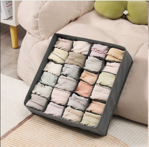 1PC 6/7/8/24 Compartment Underwear Organizer Bra Storage Box Closet Sock Folding Storage Drawer Home Bedroom tier lockers: Burgundy