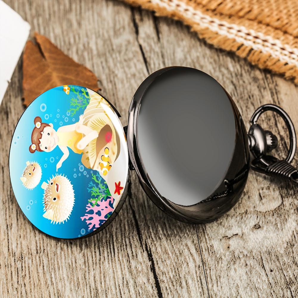 Daughter Pocket Watch Little Girl In The Underwater World Exquisite Dial Minimalist Pendant Pocket Watch Birthday Girls