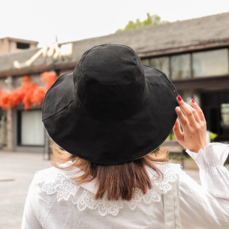 Gorros de doble cara para mujer, gorra de Sol de ala grande, sombrero de playa de verano