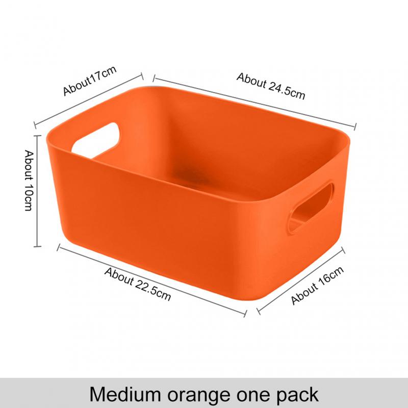 Storage Basket With Handle Cosmetic Storage Box Desktop Sundries Plastic Organizer Household Makeup Kitchen Storage Container: orange M
