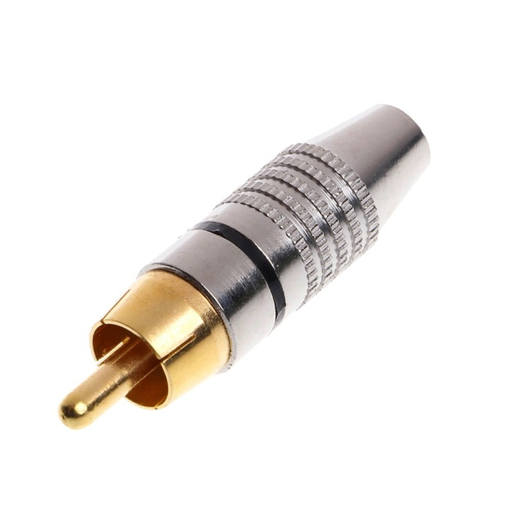Gold Plated RCA Male Plug RCA Plug Video Locking Cable Connector for Coaxial Cable Balck Red