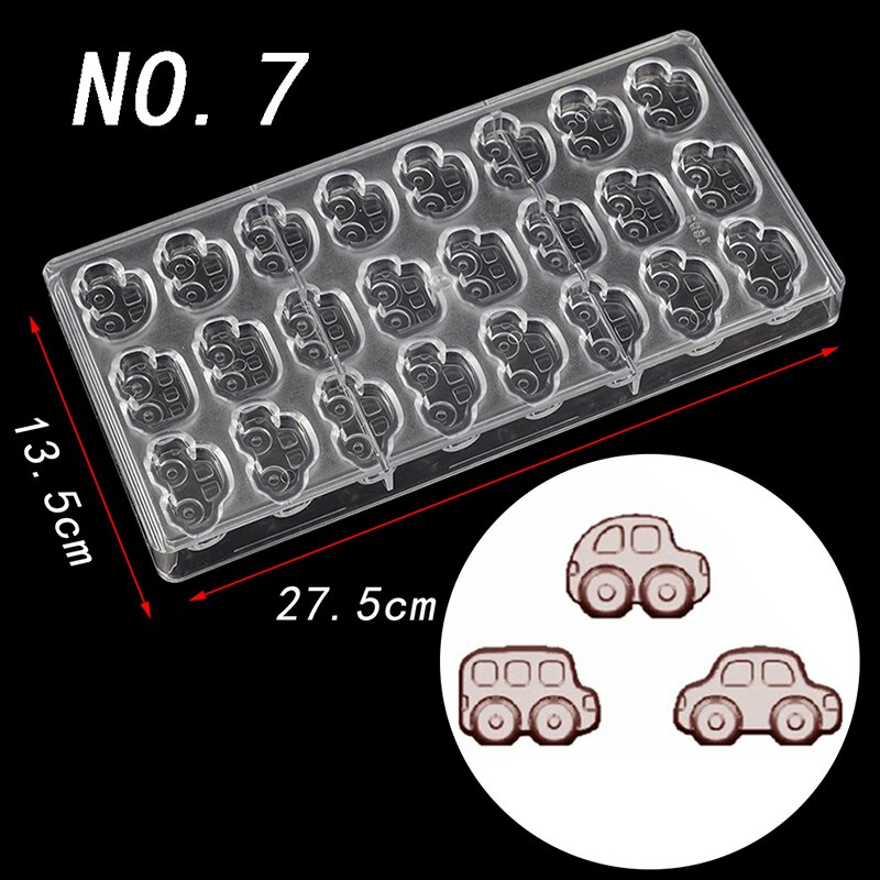 3D car shape Polycarbonate Chocolate Moulds Chocolate Candy Bars Molds Tray Polycarbonate Plastic Form Flowers Baking Pastry Ba: NO.7