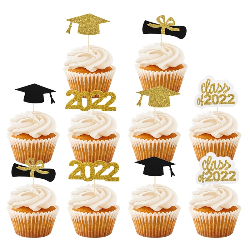 Envoltorio para cupcakes de clase de 2022, adornos para tartas de cumpleaños, de celebración universitaria, para 2022 graduaciones