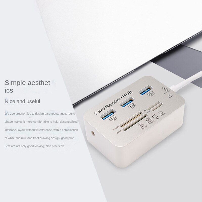 USB HUB Memory Card Reader USB 3.0 Combo HUB Multi-In-1 High Speed USB Splitter with MS M2 TF for Computer PC Laptop