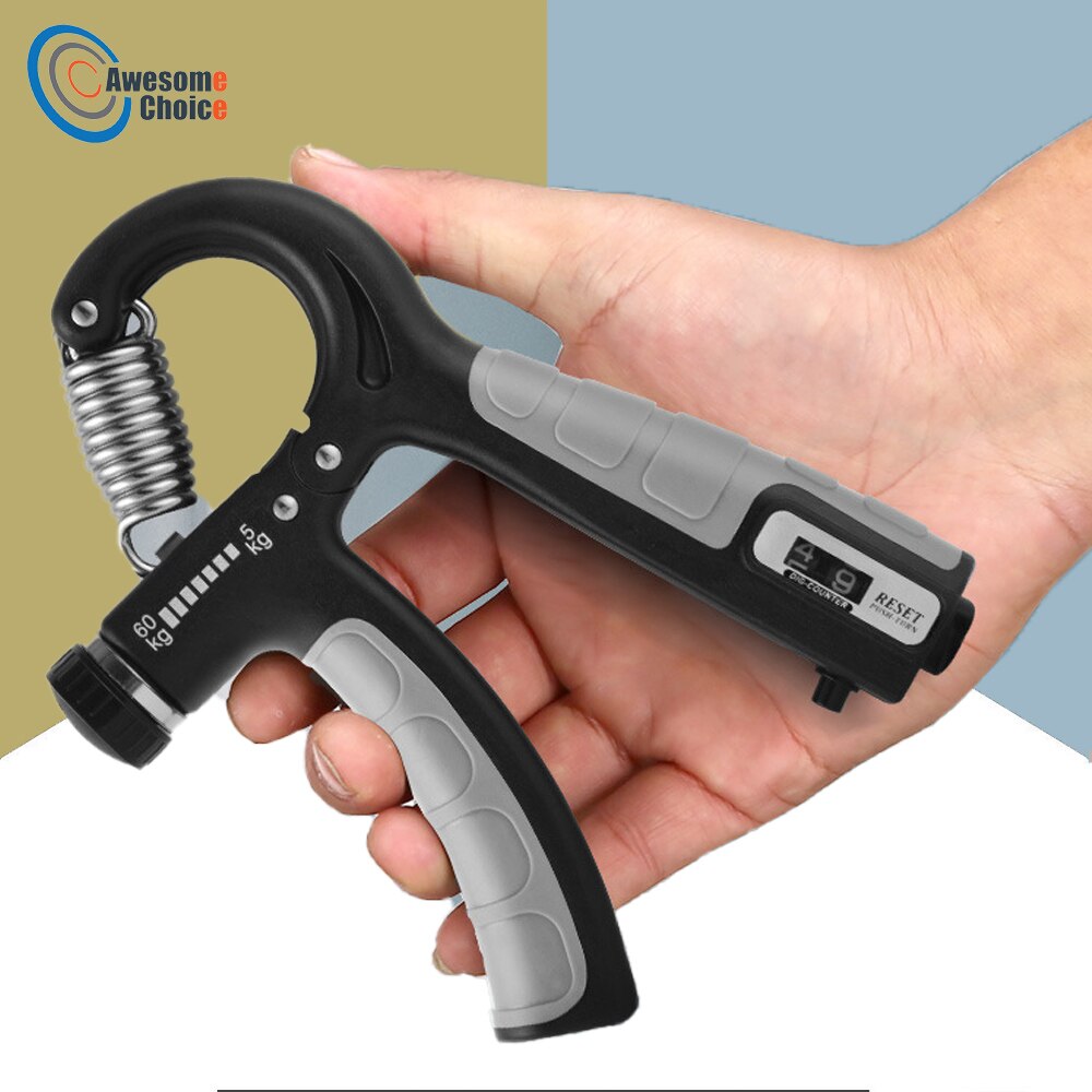 R-Shape Adjustable 10-130 lbs Hand Grip with Counter Sports Strength Exercise Strengthener Gripper Spring Finger Carpal Expander