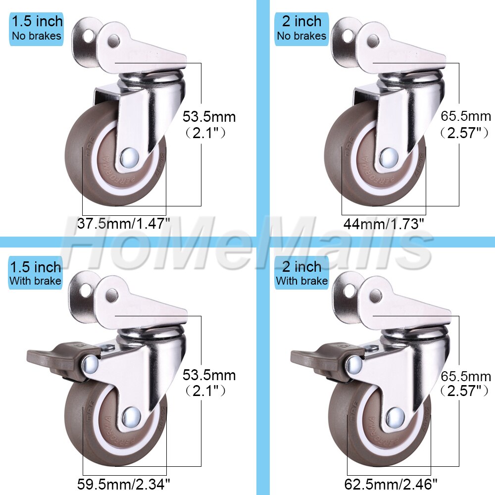 Ruedas para cunas y otros equipos pequeños, ruedas pequeñas que no dañan el suelo, 2/4 unidades