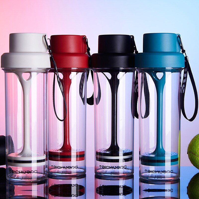 Nouveauté 4 couleur Streamer verre plastique 400ML longue crépine jus de citron TRITAN bouteille d'eau eau thé séparation tasse