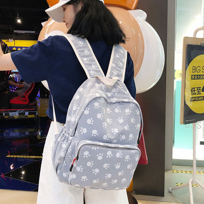 Canvas Dames Schoudertas Rugzakken Vrouwen Schooltassen Cartoon Print Vrouwelijke Business Tassen Teen Meisjes Boek Tassen Laptop Tassen: Blauw