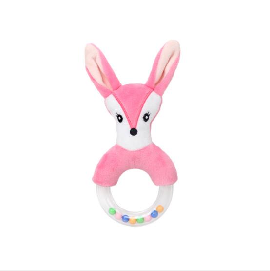 Babyspeelgoed met handvat, bel, babyspeelgoed van 0-12 maanden, cartoon pasgeboren, pluche rammelaar, bel, handspeelgoed, zachte babymobiel, babybel: Vos