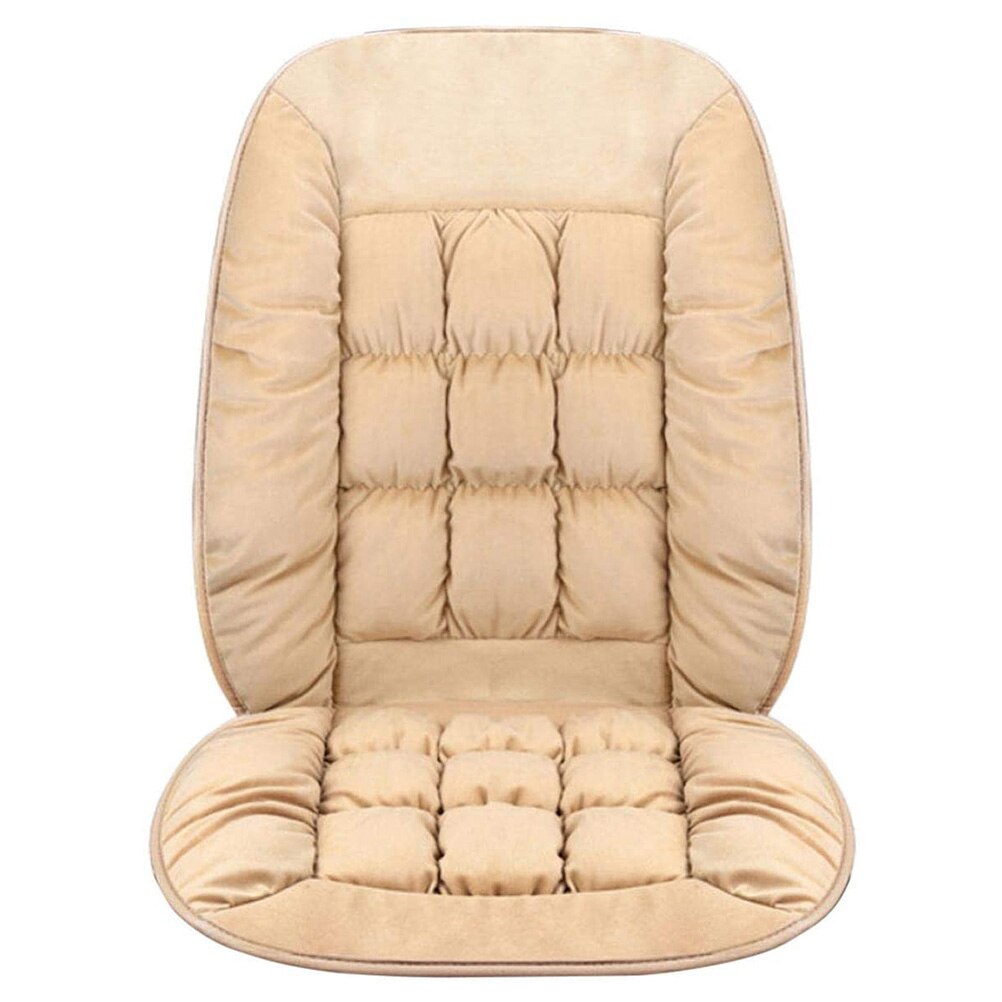 Winter Car Seat Cover Seat Cushion Plush Square Pad Thickening Plush Cushion Seat Protector For Car Interior Truck Suv Van: Beige