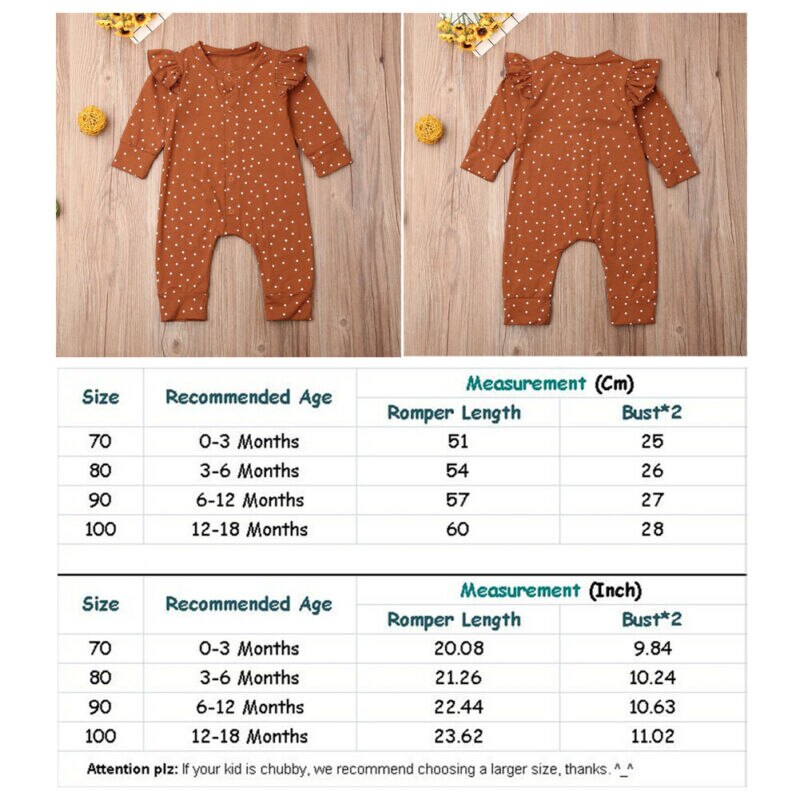 Cute Newborn Baby Boy Girl Long Sleeve Polka Dot Cotton Romper Jumpsuit Playsuit Outfits Baby Clothes