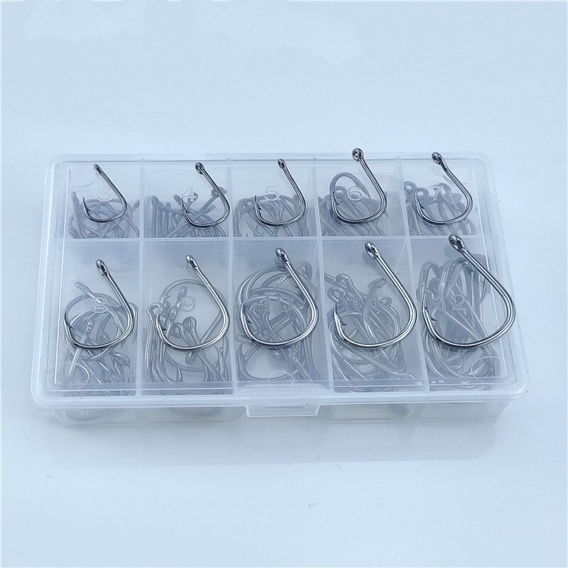 100 Barb Fish Hook Set Carbon Steel Hook Fly Fishing Jump Hook Carp Hook Fishing Chair Accessories Fishing Tools