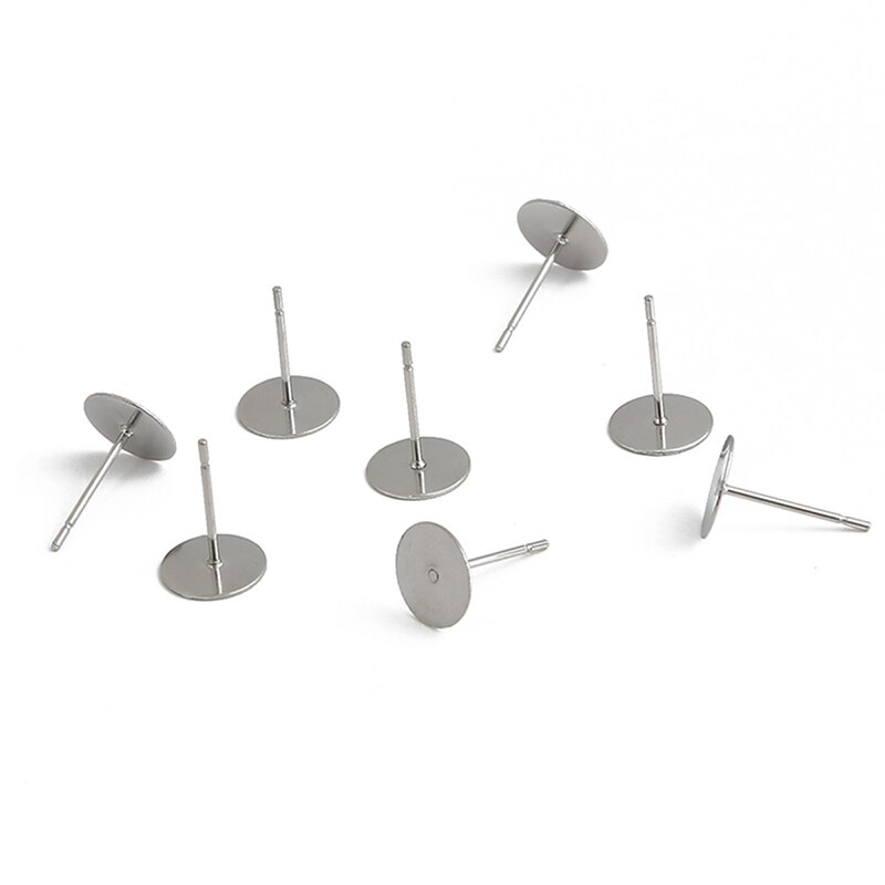 100 PCS Stainless Steel Flat Pin Earrings DIY Handmade Earrings Accessories Pinto Flat Bottom Ear Needle Earplugs