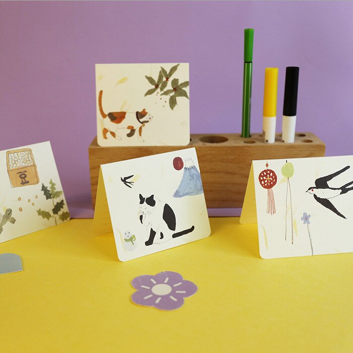 5pcs and beautiful year greeting card DIY small fresh and animal general greeting card greeting card