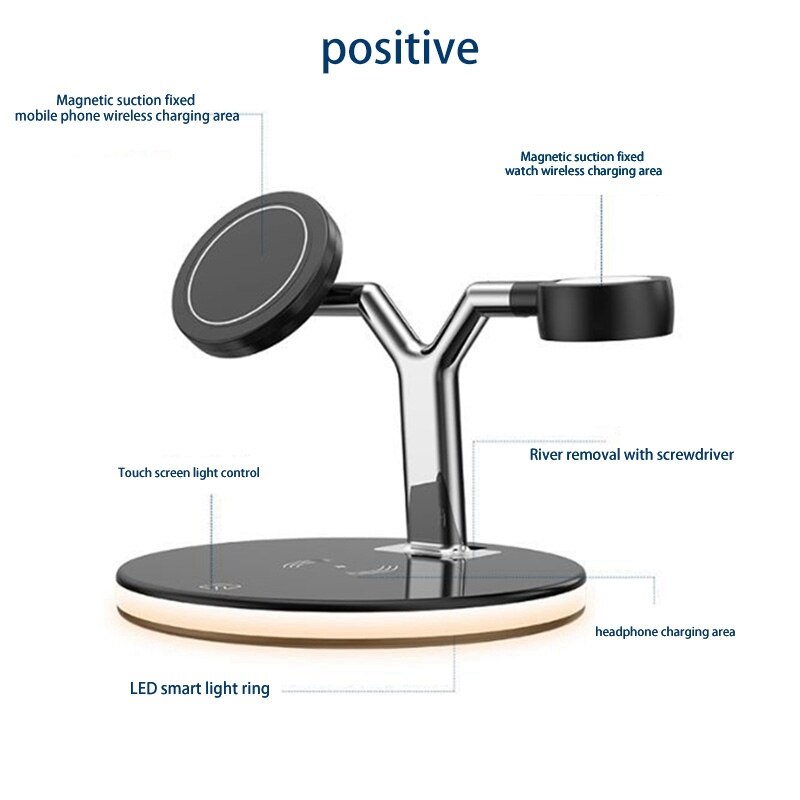 Wireless Charger, Type-C Interface 15W Three-In-One Wireless Charger for iPhone12 Mobile Phones, Samsung, Huawei