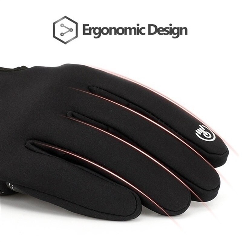 Winter Waterproof Men's Gloves Touch Screen Anti-Slip Zipper Cold-proof Gloves Women Riding Skiing Warm Thicken Fluff Gloves