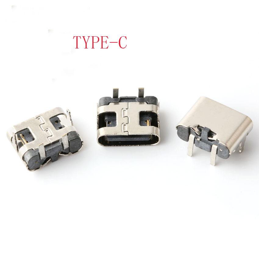 1-10 piezas tipo C 2 pines horizontal 90 ° Placa enchufable Conector enchufable hembra USB tipo C de carga rápida