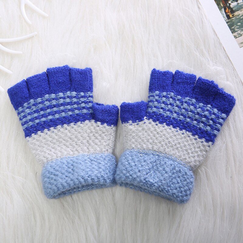 Nowe 2-10 Y dzieci pół palca rękawiczki zimowe ciepłe dzieci rękawiczki dla chłopców i dziewcząt dzianina szydełkowa rękawiczki dla dzieci prezenty na nowy rok