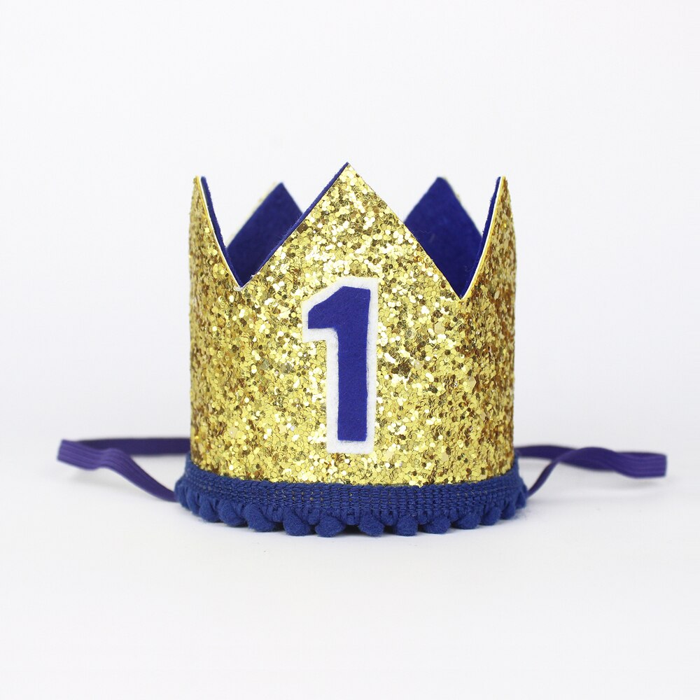 Eerste Verjaardag Hoed 1st Verjaardag Boy Crown Jongens Verjaardagsfeestje Decoraties Kroon Een Jaar Oude Glitter Hoed 1st Cake Kroon goud