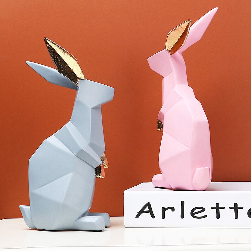 Lovely Pink Rabbit Statue Home Office Decoration G... – Vicedeal