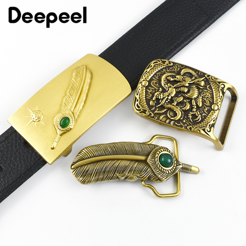 Deepeel-hebillas de cinturón de latón puro para hombre, de acero inoxidable, 39/40mm, 37-38mm, cinturones de cuero DIY, accesorios de Hardware artesanal, 1 ud.